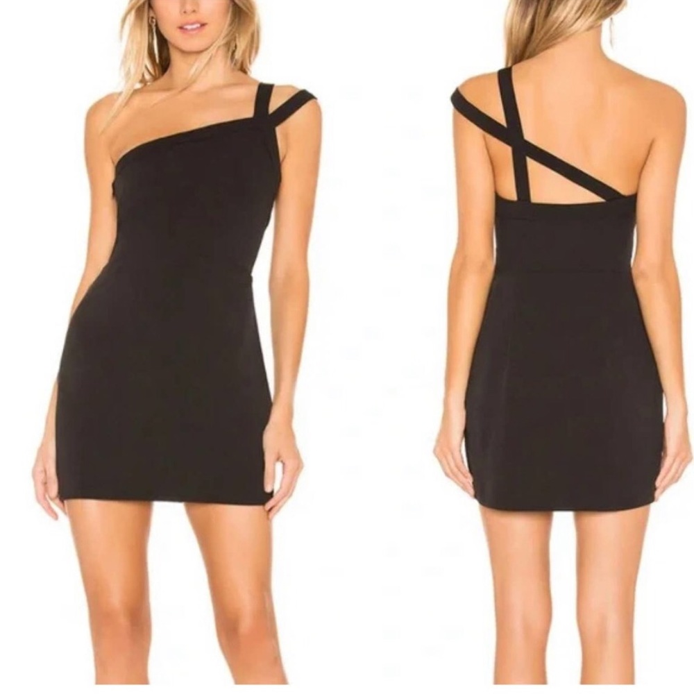 NWT Lovers + Friends Black Rory One Shoulder Mini Dress